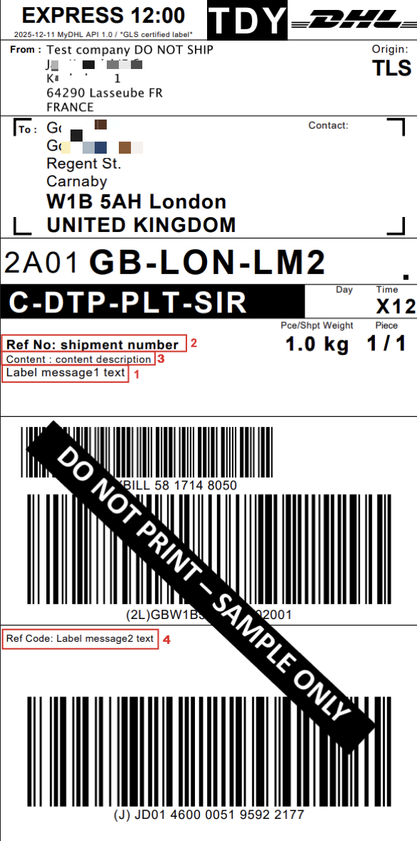 Sample Label shows Reference Fields