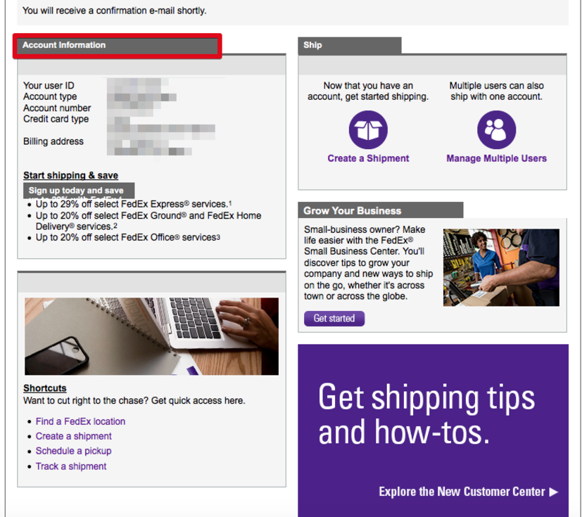 FedEx Account Info