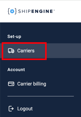 Carriers Screen, box highlights Carriers button