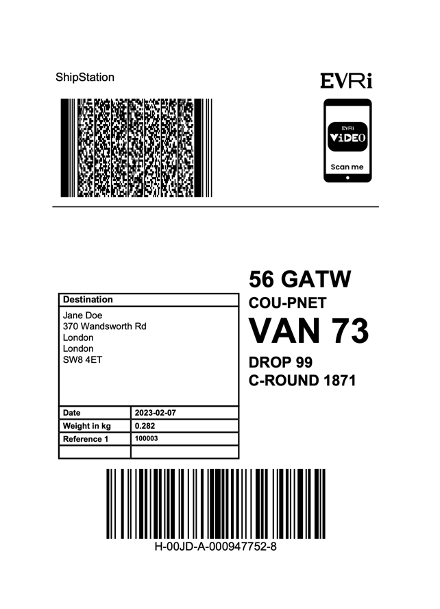 Evri example label