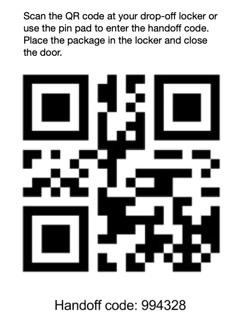 Example QR code with handoff code