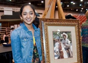 Komal Agarwal in 2011 after winning first place a the Houston Rodeo art auction