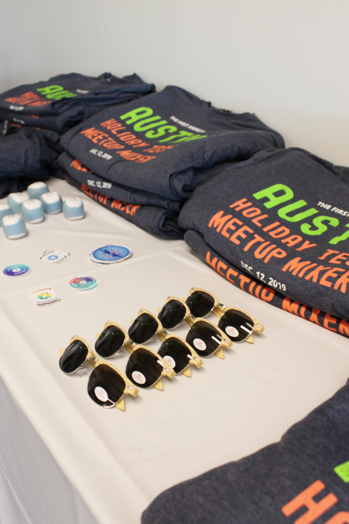 Austin Homegrown API Meetup swag and free gifts for Holiday Tech Meetup Mixer attendees