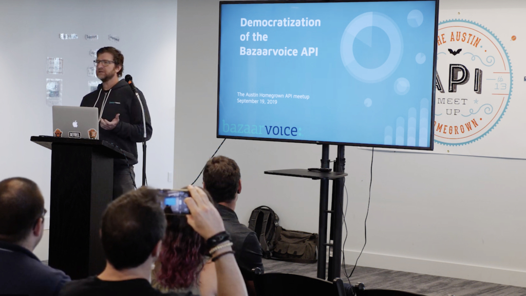 John Banning of Bazaarvoice giving a presentation on Democratizing APIs