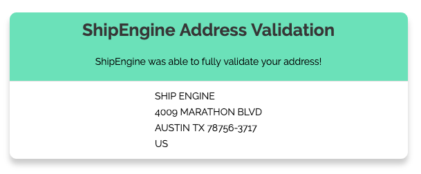 ShipEngine Address Validation
