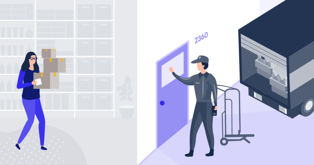 Carrier picking up multiple packages from an ecommerce shop